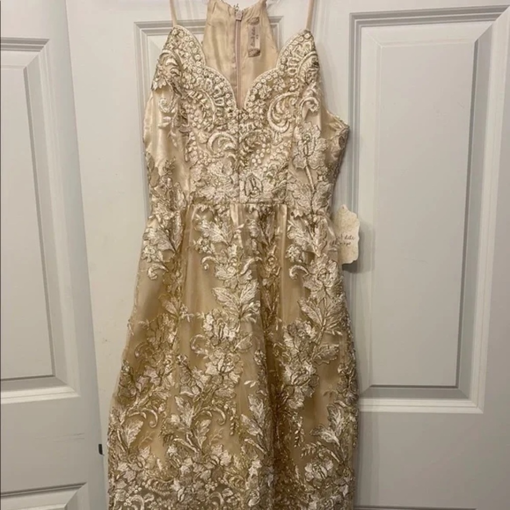 altar'd States Elegant Gold Embroidered Dress -- Size XS
